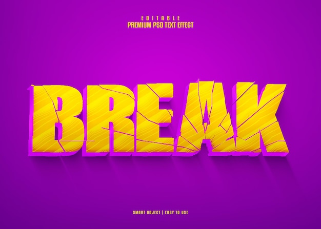 Break fully editable premium psd 3d text effect