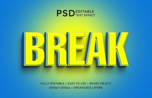 Break realistic 3d text effect