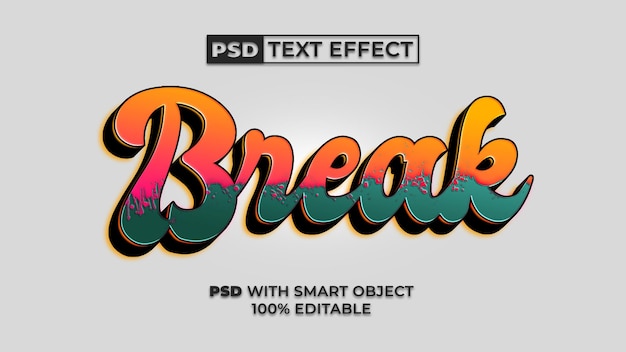 Break text effect graffiti style Editable text effect