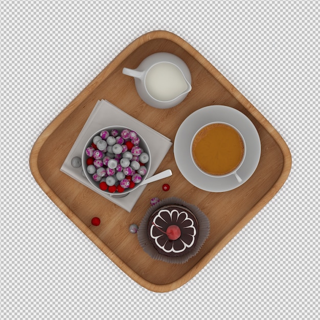 PSD breakfast 3d render