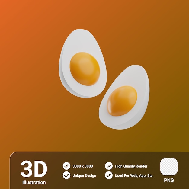 PSD breakfast boiled eggs 3d illustration