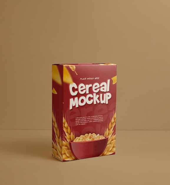 PSD Дизайн макета коробки с хлопьями для завтрака