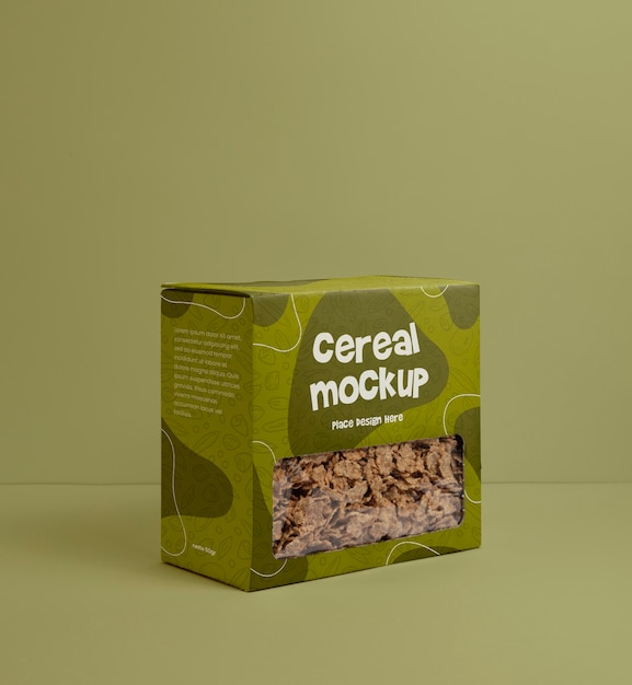 PSD design mockup di scatola di cereali per la colazione