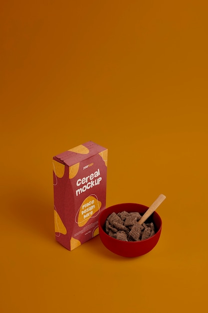 PSD design mockup di scatola di cereali per la colazione