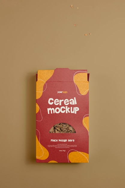 PSD design mockup di scatola di cereali per la colazione