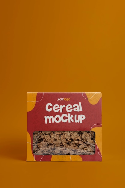 PSD design mockup di scatola di cereali per la colazione