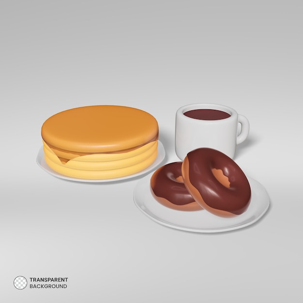 PSD icona dell'elemento colazione isolato 3d render ilustration