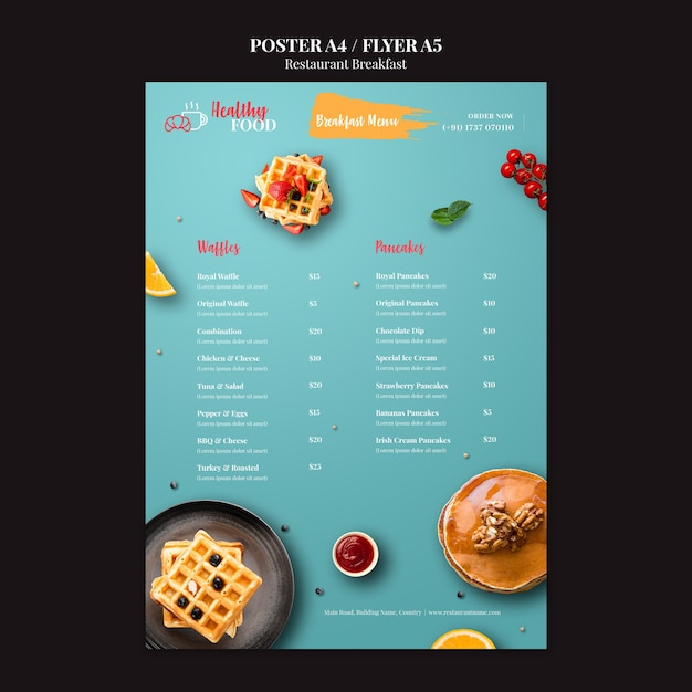 PSD 아침 식사 메뉴 포스터 템플릿