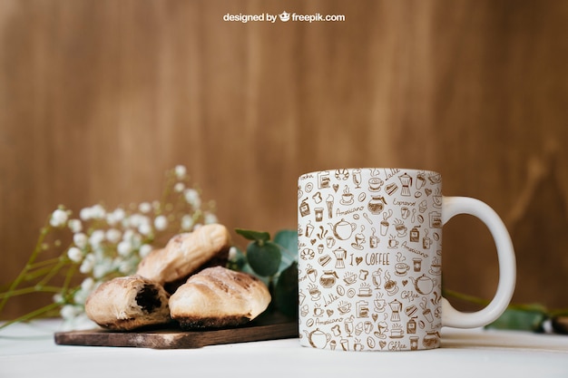 PSD mockup colazione con tazza