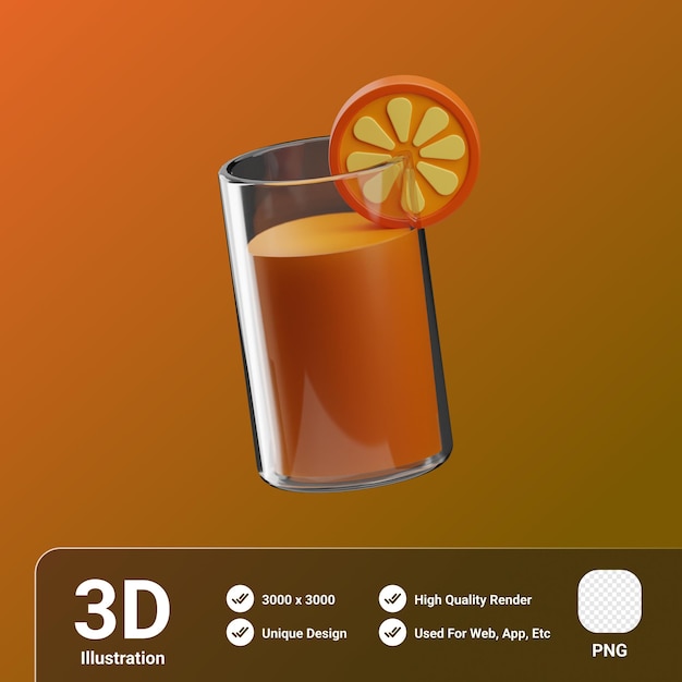 Breakfast orange juice 3d illustration