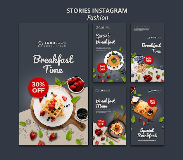 PSD 朝食時間のinstagramストーリーテンプレート