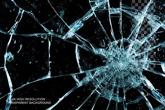 Breaking glass on transparent background dramatic glass fracture