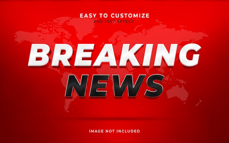 Breaking News 3D-tekststijleffect mockup aangepaste scène