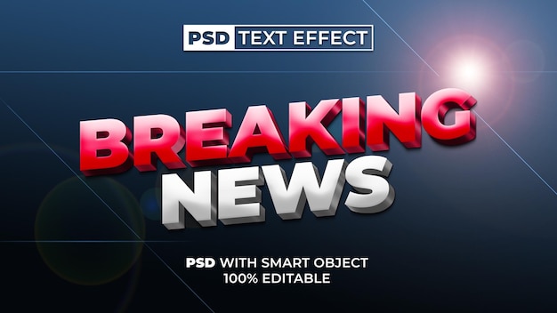 Breaking news text effect style editable text effect