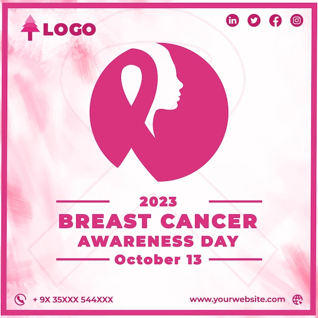 PSD breast cancer awareness month 13 oktober 2023 2024 sociale media post postersjabloon