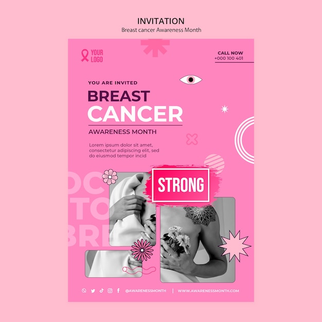 PSD breast cancer awareness month invitation template