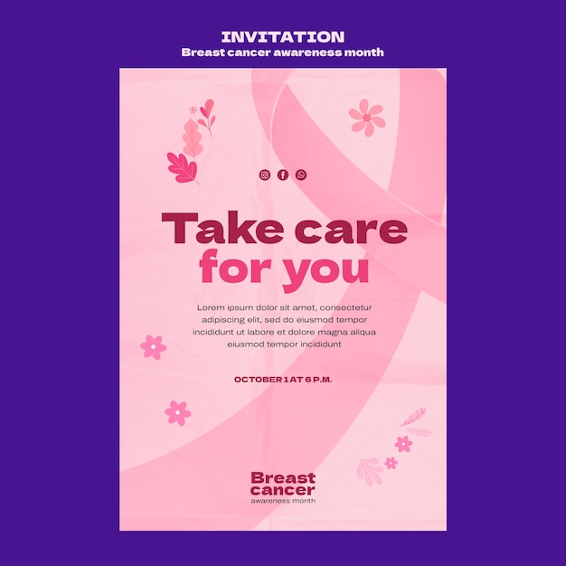 PSD breast cancer awareness month invitation template