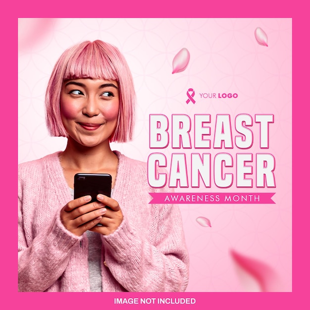 Breast cancer awareness month psd template for social media posting