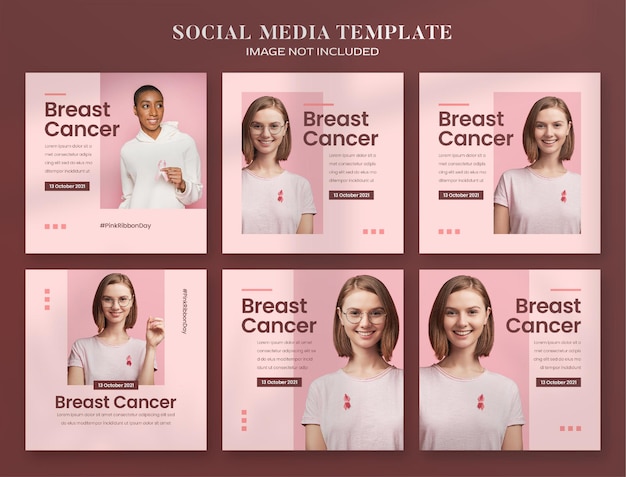 Breast Cancer Awareness Month social media banner en instagram postsjabloon