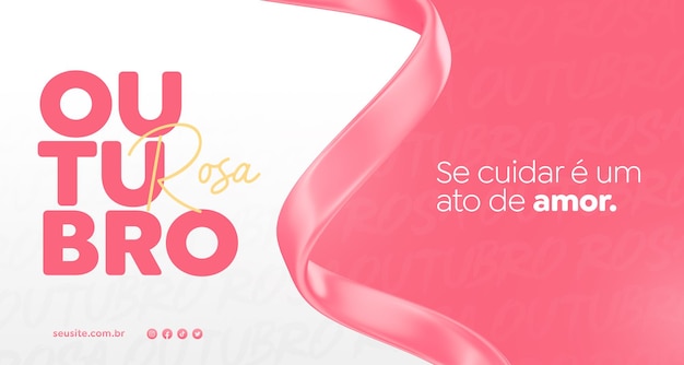 PSD consapevolezza del cancro al seno modello di banner per social media di ottobre rosa