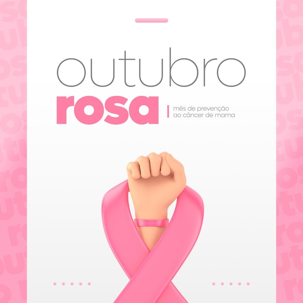 PSD consapevolezza del cancro al seno modello di post sui social media di ottobre rosa