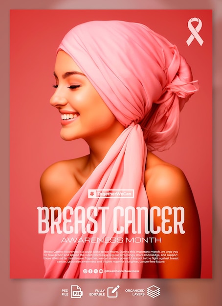 PSD breast cancer awareness poster socials media template