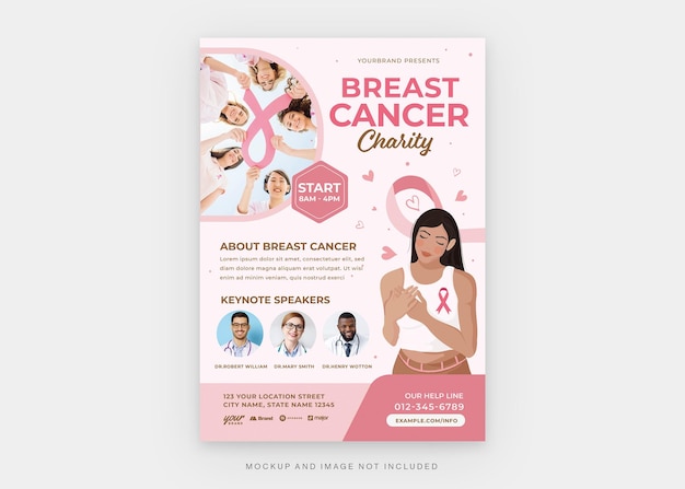 PSD breast cancer charity flyer template in psd