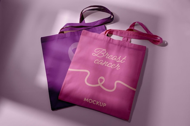 PSD mockup di merchandising per la giornata del cancro al seno