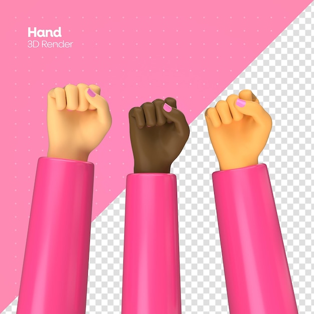 PSD breast cancer pink october hand 3d render