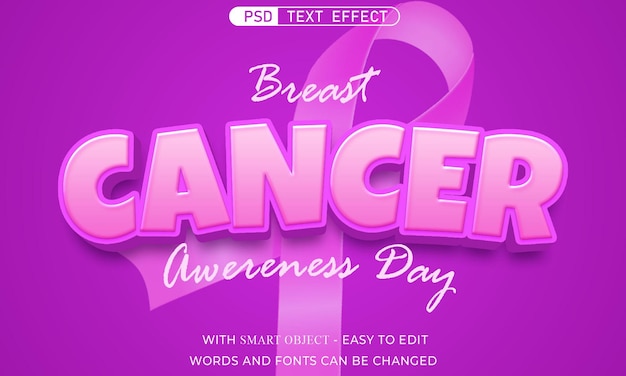 PSD breast cancer text effect 3d style banner design template