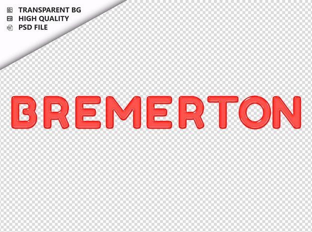 PSD bremerton typography red text glosy glass psd transparent