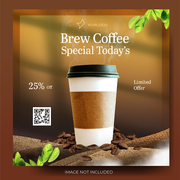 Brew coffee drink promozione vendita poster banner instagram social media post feed