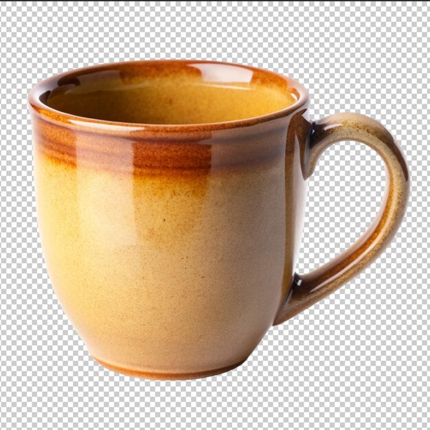 PSD a brewed elixir brown coffee mug on a blank canvas on a white or clear surface png transparent background