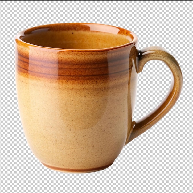 PSD a brewed elixir brown coffee mug on a blank canvas on a white or clear surface png transparent background