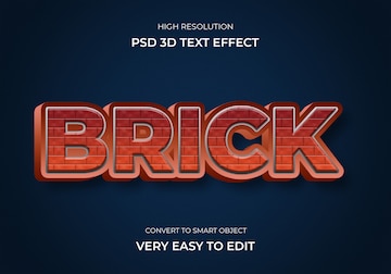 Premium PSD | Brick 3d style text effect