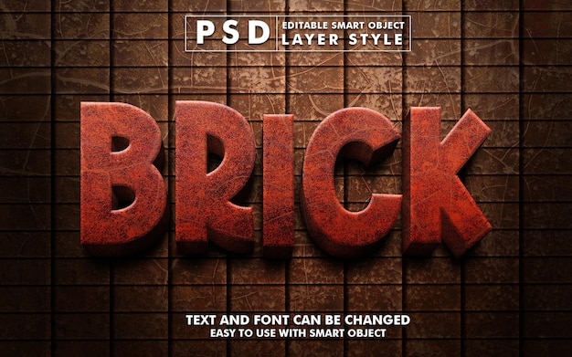 Premium PSD | Brick 3d text effect premium psd