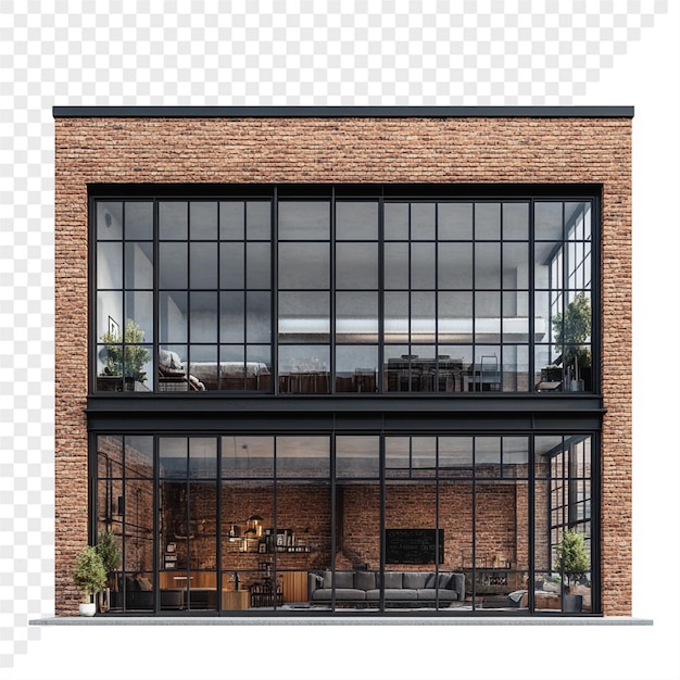 窓がある黒い窓のあるレンガの建物