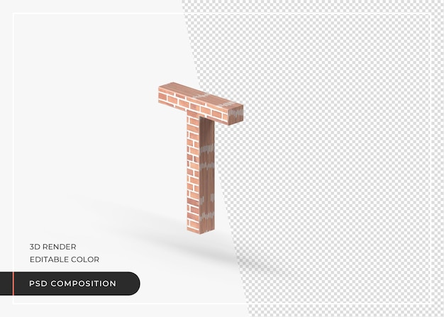 brick effect alphabet isolated 3d rendering