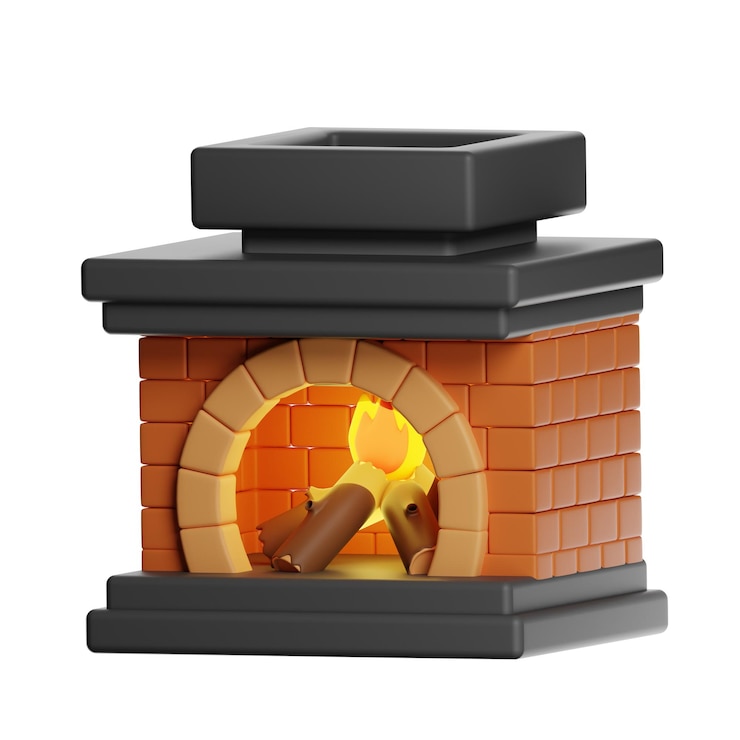 PSD brick fireplace with firewood