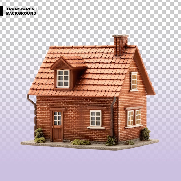 Brick house on transparent background