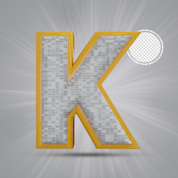 Rendering 3d della lettera k di alfabeto di stile del mattone