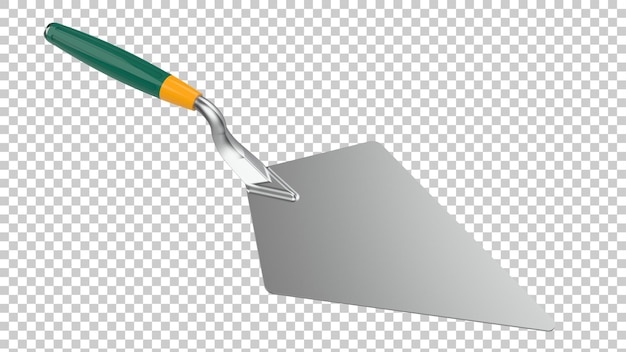 PSD brick trowel on transparent background 3d rendering illustration