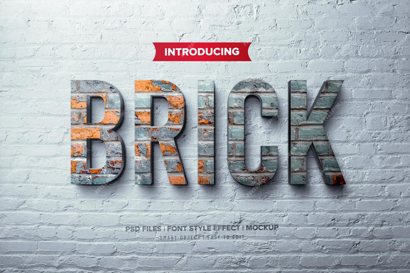Premium PSD | Brick wall font effect