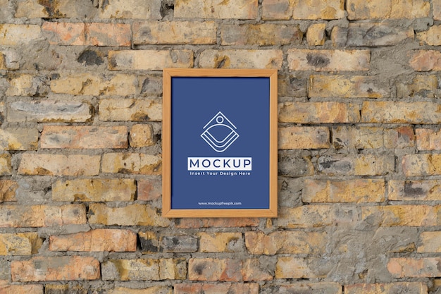 PSD brick wall frame mockup