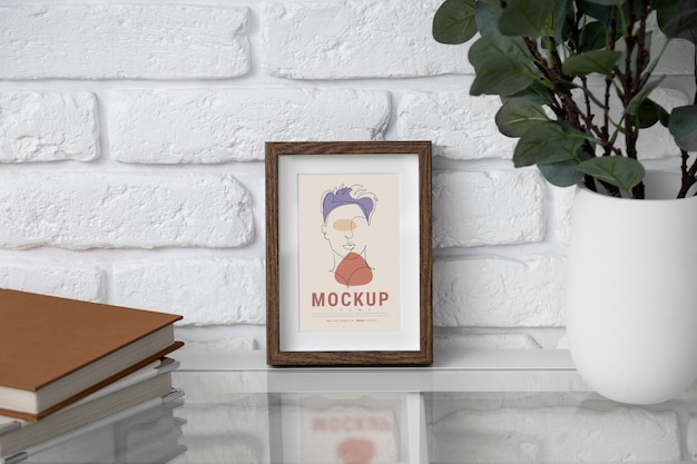 PSD brick wall frame mockup