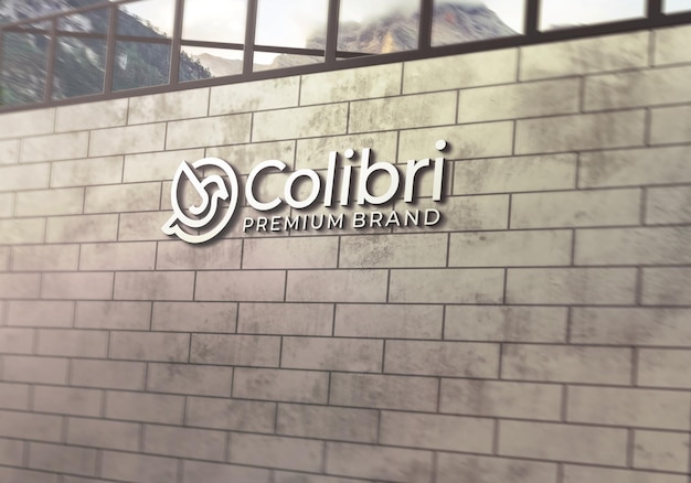 Brick wall logo mockup signage