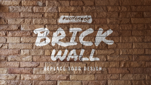 PSD brick wall logo mockup