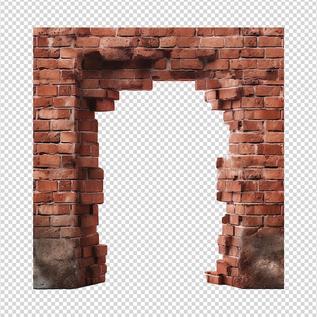 PSD brick wall and open gap isolated on transparent background