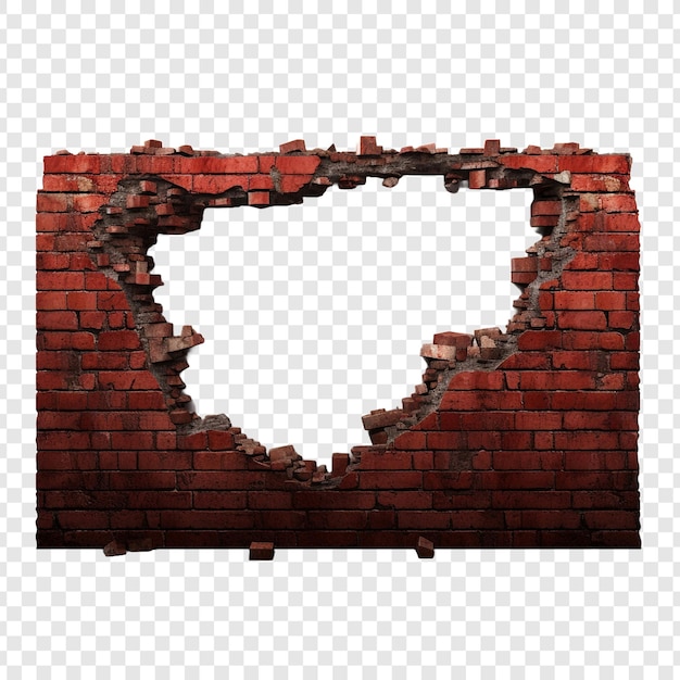 Brick wall and open gap isolated on transparent background
