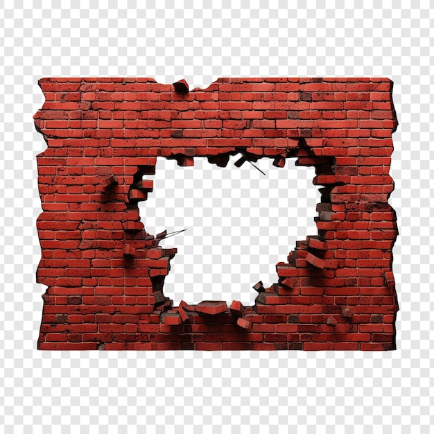 PSD brick wall and open gap isolated on transparent background